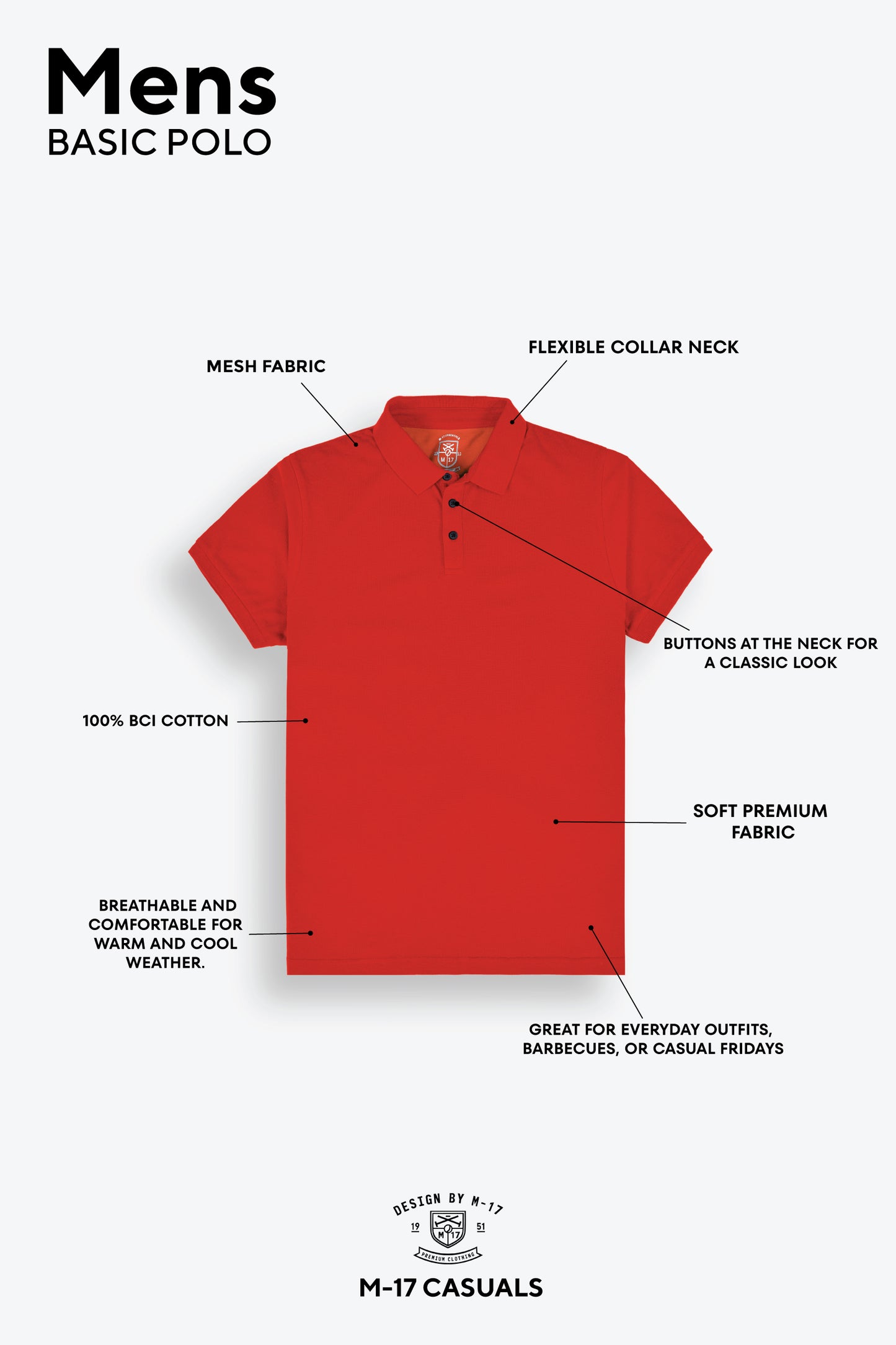 Men's Basic Pique Polo Shirt